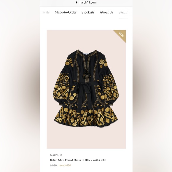 March 11 Black Linen Mini Kilim Dress Size M - Picture 16 of 16